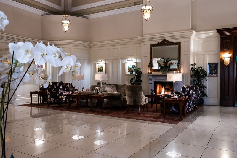 Lobby fireplace