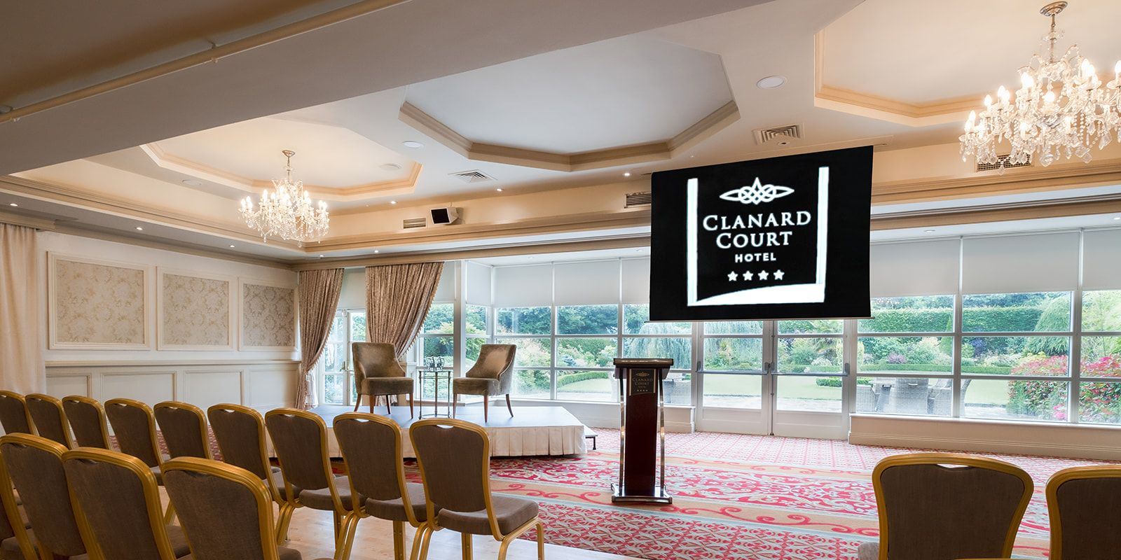 Fitzgerald Suite - speaker stage with chairs