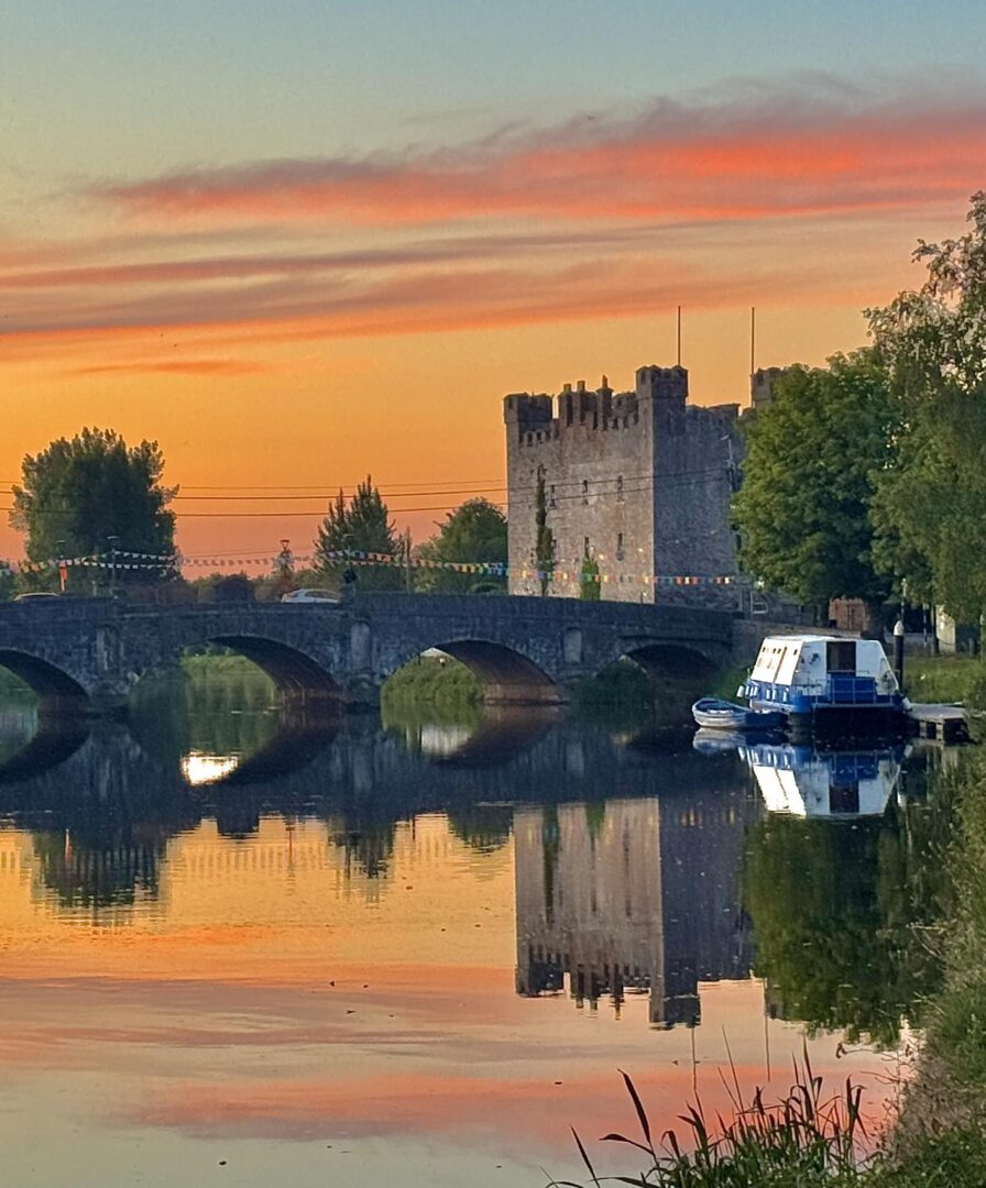 Athy Town Centre on Barrow River Crom A Boo Bridge with Whites Castle